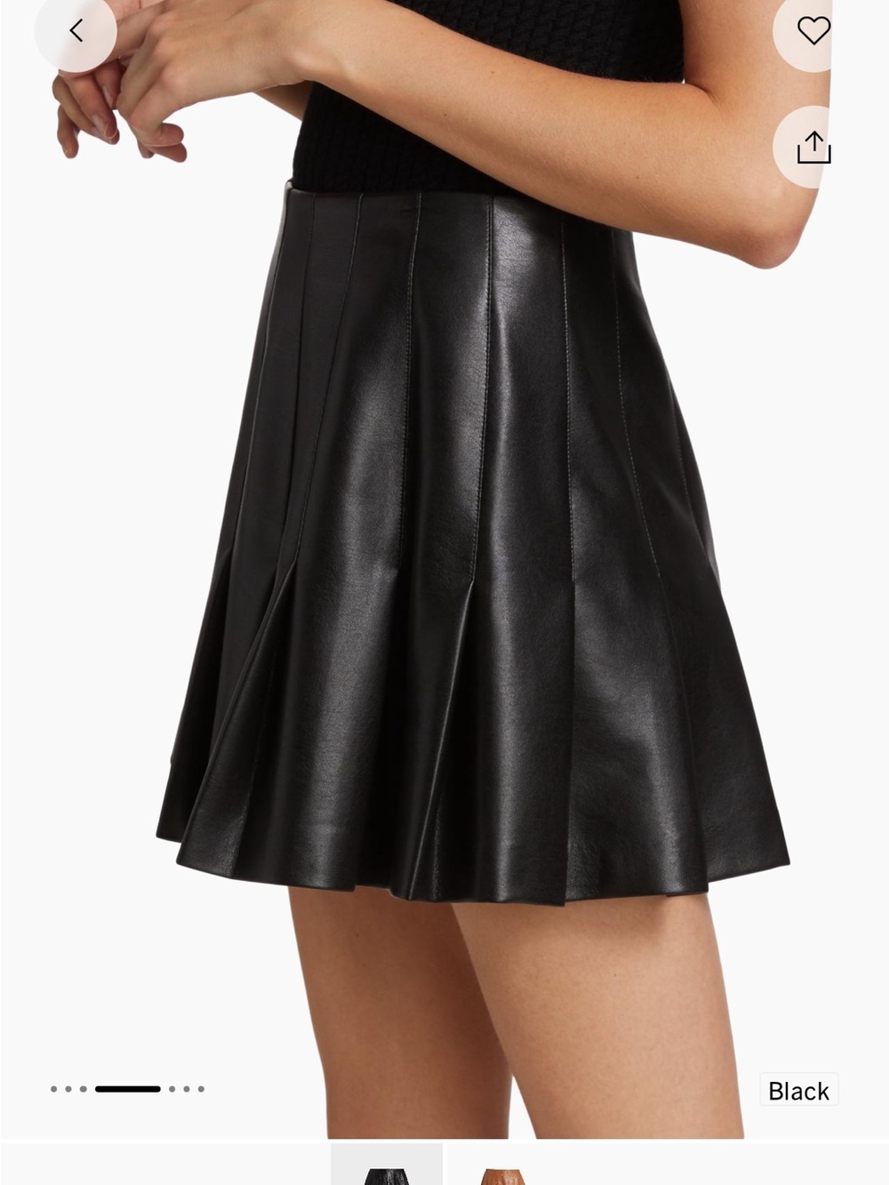 Carter Pleated Faux Leather Miniskirt - Picture 3 of 9